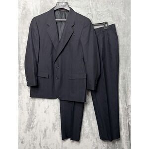 Hart Schaffner Marx Suit USA Union 43R Charcoal Gray VTG Pleated Pants 37X30